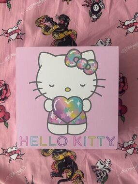 Hello Kitty Pastel Pink Rainbow Heart Canvas